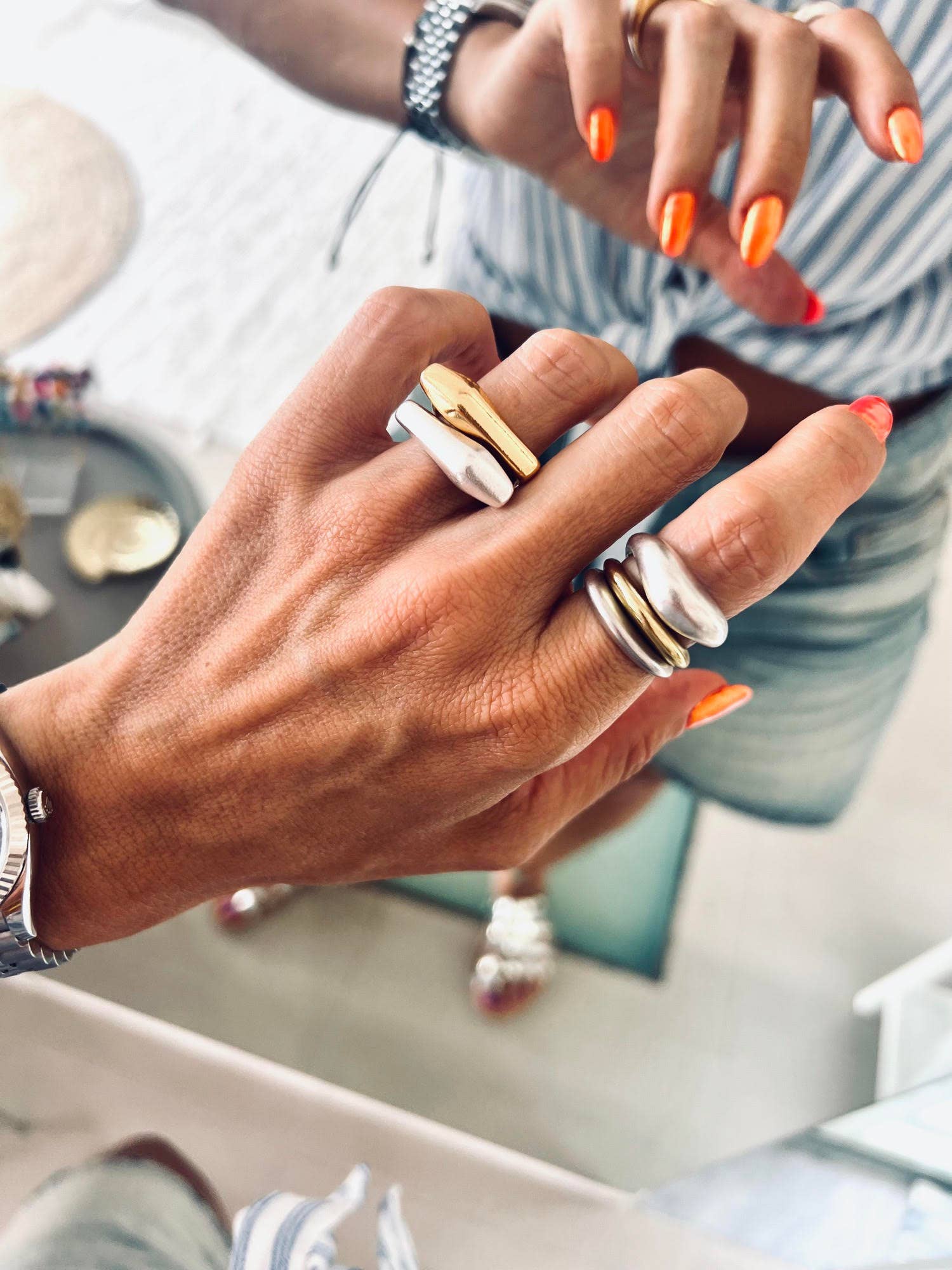 Goupi - Wholesale Band/Stacked Ring - Asymmetric rings in gold and silver1