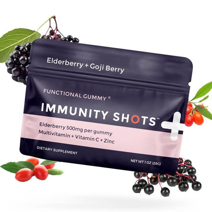 Immunity Shots Elderberry Goji Berry Multivitamin 12-Pack for wholesale by Seattle Gummy Company