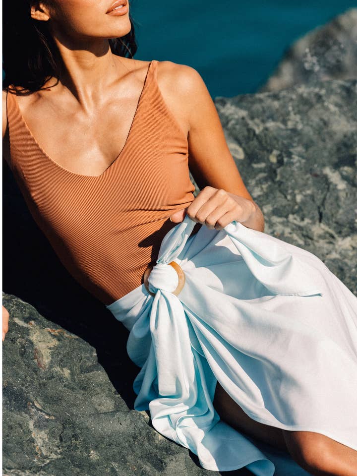 Tied Sunwear | UPF50+ Clothing - Wholesale Swim Cover Up - Women's - The Sunwrap in Blue7