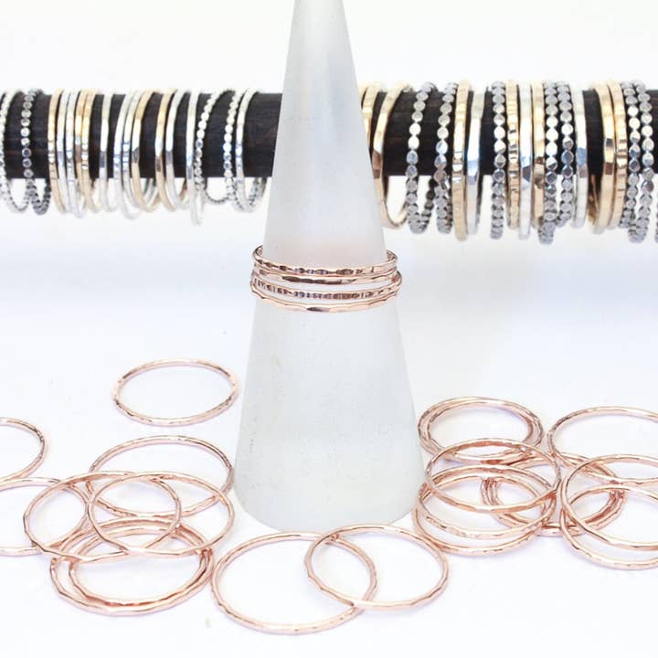 Linn. - Wholesale Band/Stacked Ring - Tiny Hammered Ring -Thin0