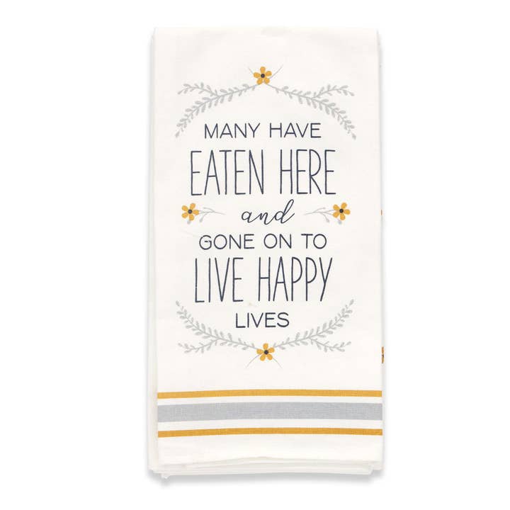 Many Have Eaten Here Kitchen Towel for wholesale by Open Road Brands, LLC