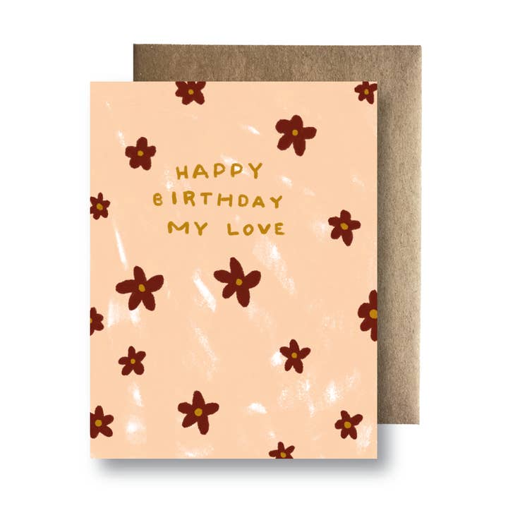 HBD My Love Flowers for wholesale by Maija Rebecca Hand Drawn