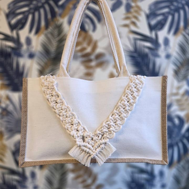 Macrame tote waterproof bag for wholesale by AJ Handmade