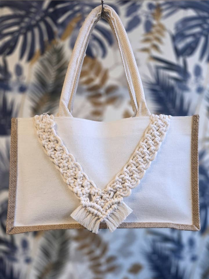 Macrame tote waterproof bag for wholesale by AJ Handmade