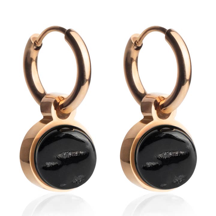 Créoles Mix & Match avec pendentif • rosé/noir onyx • 12 mm pour la vente par ALEXASCHA