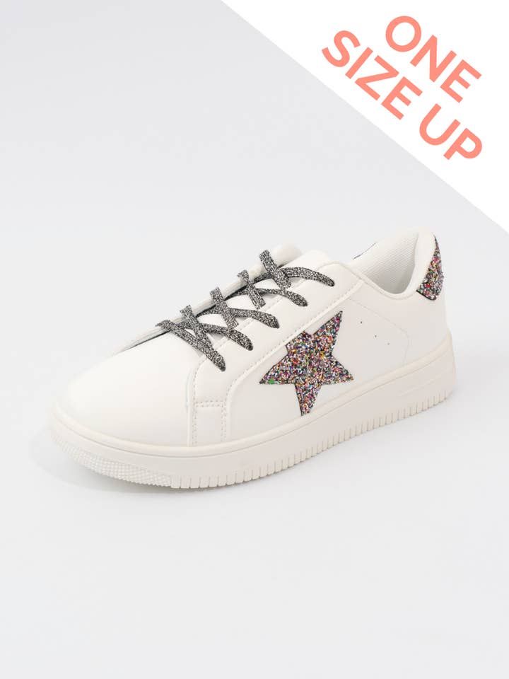 Mom's Sparkle Star Sneaker - Rainbow Glitter for wholesale by Marie Nicole Clothing