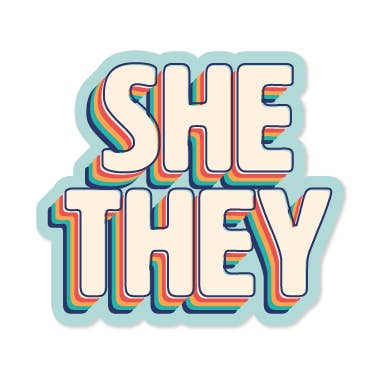 Adesivo in vinile con pronome retrò per la vendita all'ingrosso da parte di Campfires & Coffee