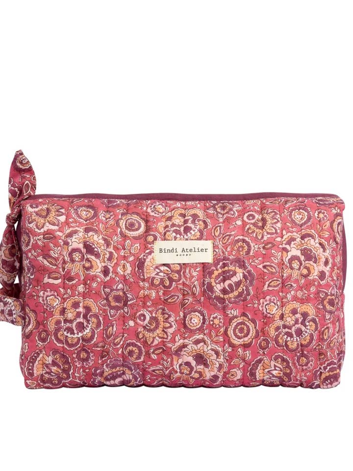 Cotton toiletry bag - Garda Raspberry for wholesale by Bindi Atelier