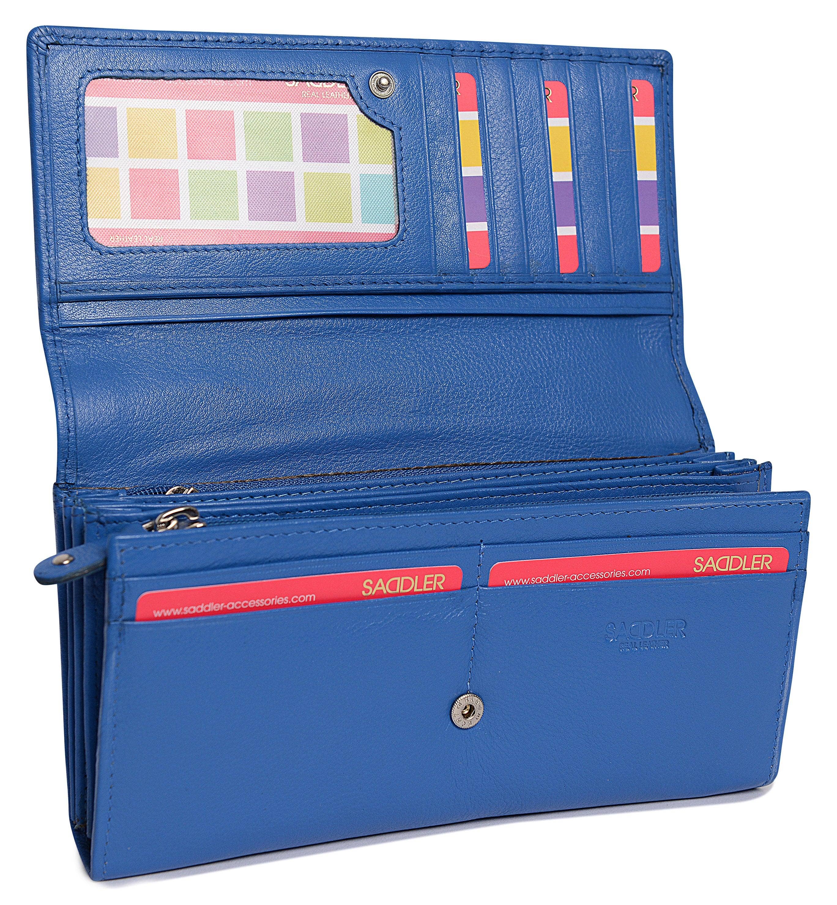 SADDLER - Vente Portefeuille – femme - Grand Portefeuille en Cuir à Sections Multiples "Grace" – Fait Main par Saddler | Protégé RFID & Boîte Cadeau24