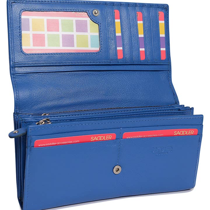 SADDLER - Vente Portefeuille – femme - Grand Portefeuille en Cuir à Sections Multiples "Grace" – Fait Main par Saddler | Protégé RFID & Boîte Cadeau24