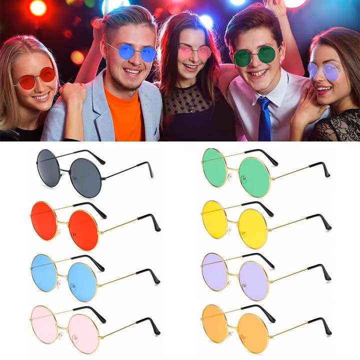Syrrios Gifts LLC - Wholesale Sunglasses - Unisex - Retro Round Vintage Hippie Sunglasses Festival Rave Costume18