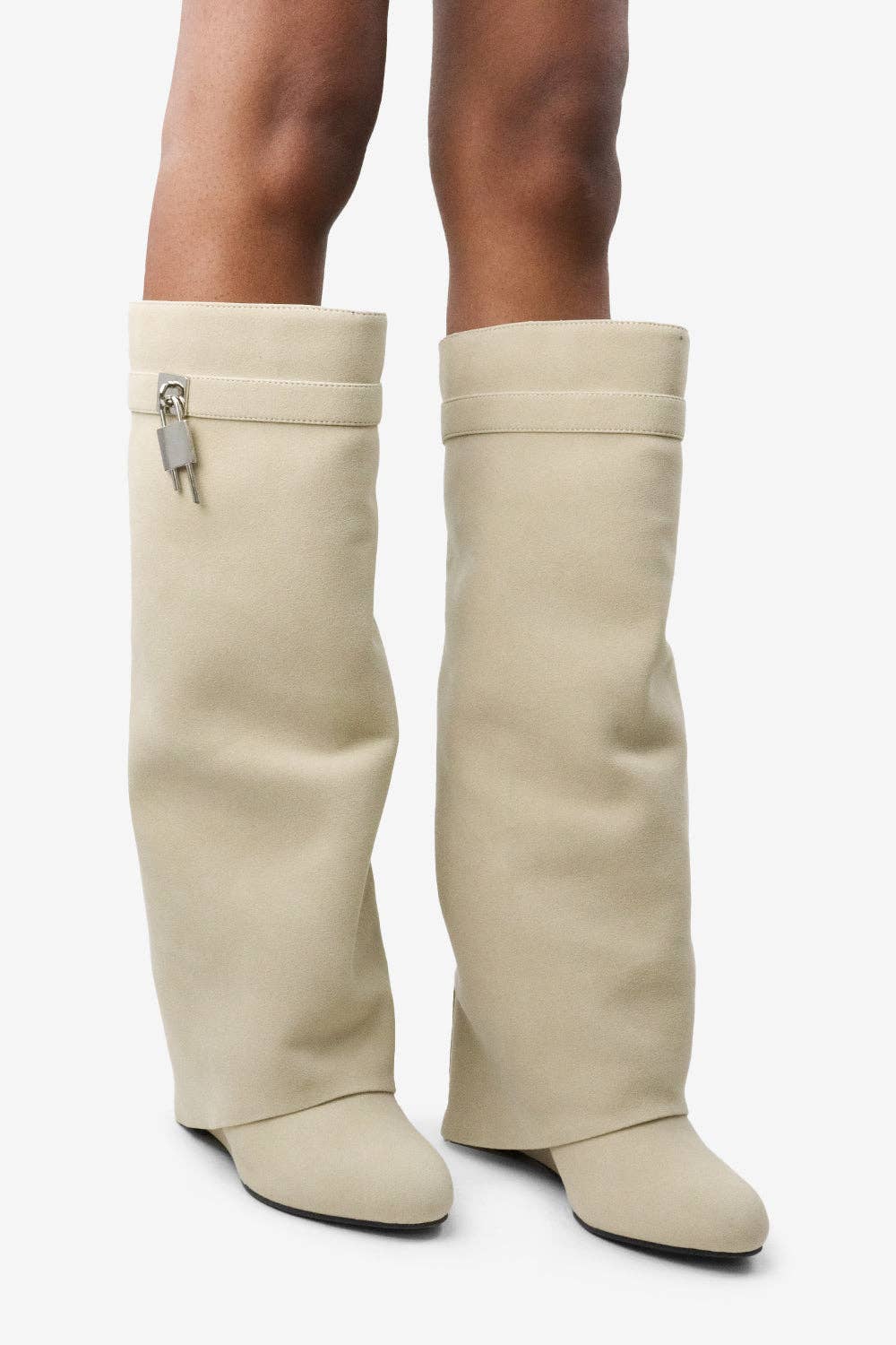 Lemonade Shoes - Wholesale Boots - Women's - I AM THE ONE - Chic Knee-High Suede Boot w/ Lock Detail11