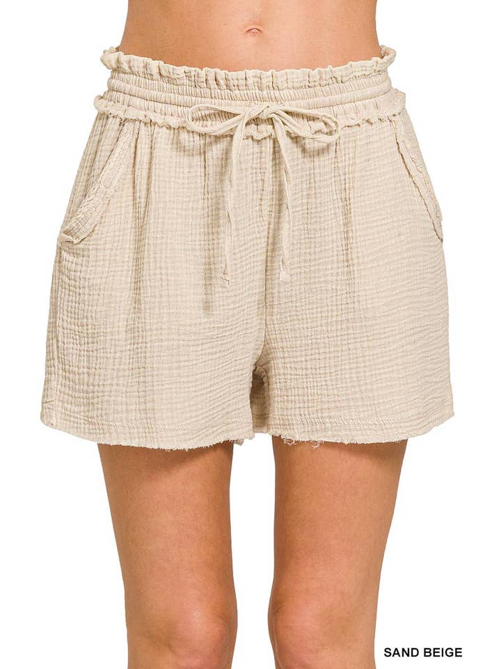 Vanilla Monkey – Calções – Mulher por atacado – Calções Lavadas com Gaze Dupla com Bainha Desfiada21