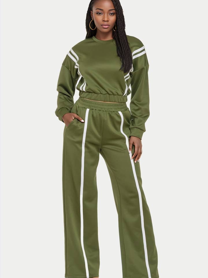 Two-Piece Track Set with Contrast Stripes and other Purchase Wholesale sweat suit. Free Returns & Net 60 Terms on Faire trending on Faire.