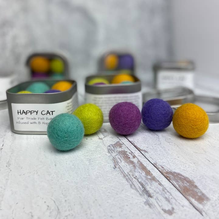 Happy Cat, Catnip Infused Felted Balls Gift Tin and other Purchase Wholesale felted balls. Free Returns & Net 60 Terms on Faire trending on Faire.