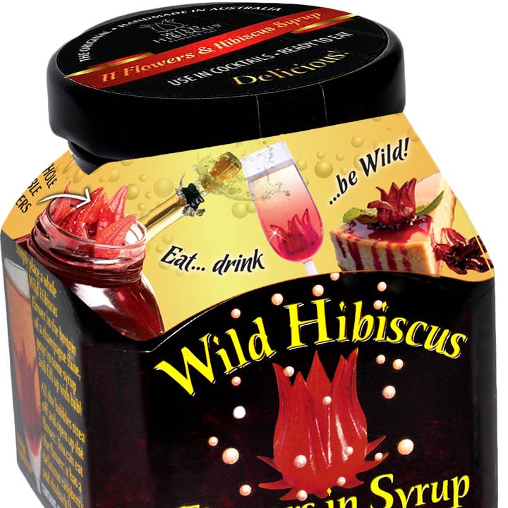 Wild Hibiscus Flower Company - Wholesale Cocktail Mix/Syrup - Wild Hibiscus Flowers in Syrup 8.8oz Jar0