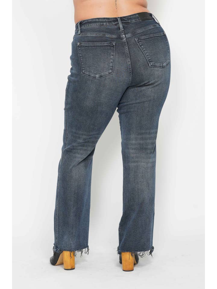 DK High Waisted Button Fly Hem Distressed Straight- PLUS for wholesale on Faire7