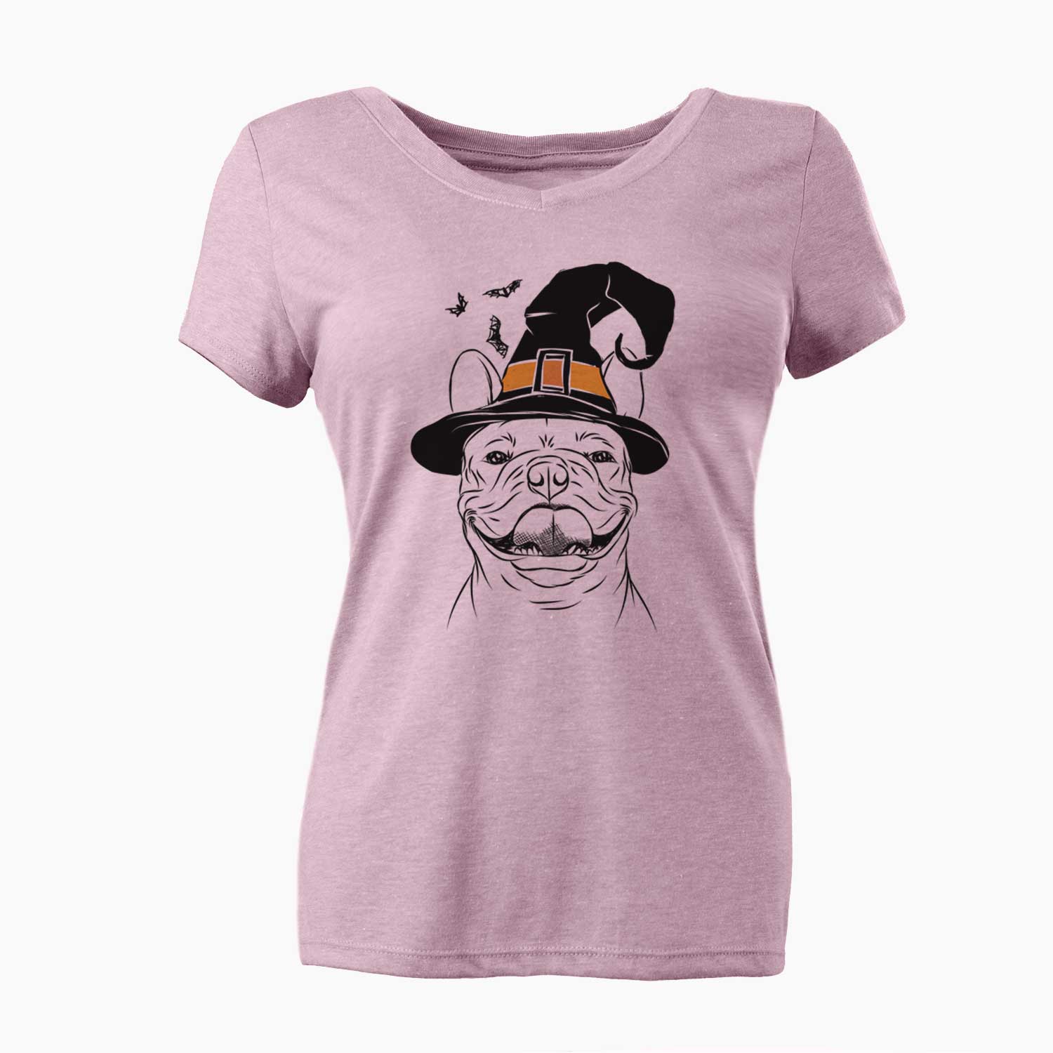 Inkopious - Wholesale Screen Printed T-Shirt - Women's - Witch Gaston the French Bulldog - Women's Perfect V-neck Shirt1