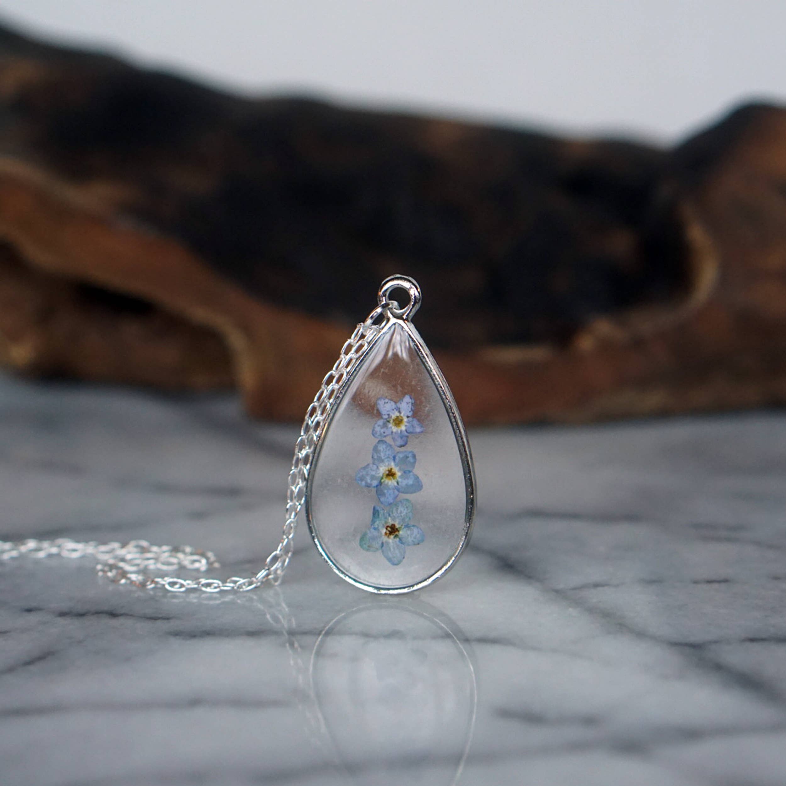 The Pretty Pickle - Wholesale Pendant/Charm Necklace - Forget Me Not Flower Necklace- Silver Plated2