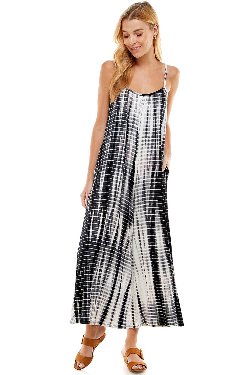 LOVING PEOPLE - Vente Combinaison – femme - Combinaison ample en bambou tie-dye à bretelles spaghetti3