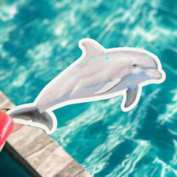 Dolfijn Holografische Glans Vinyl Sticker voor wholesale door Philly Frogs