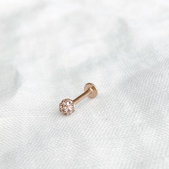Blush & Co - Wholesale Stud/post earrings - Tiny Crystal Ball Flat Back Earring - Rose Gold2