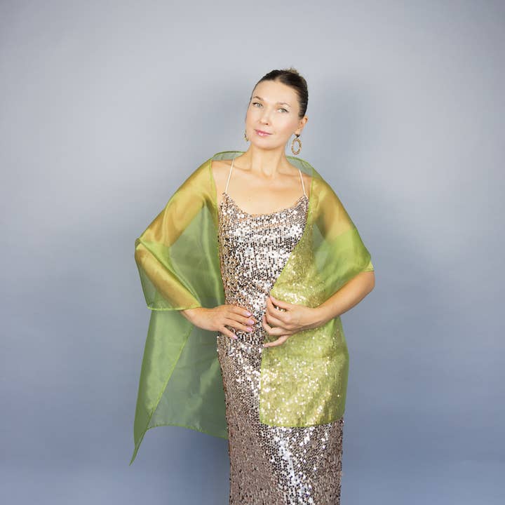 Pistacie Organza Gennemsigtig Sjal til Aften & Prom for engroshandel hos BridalSpain