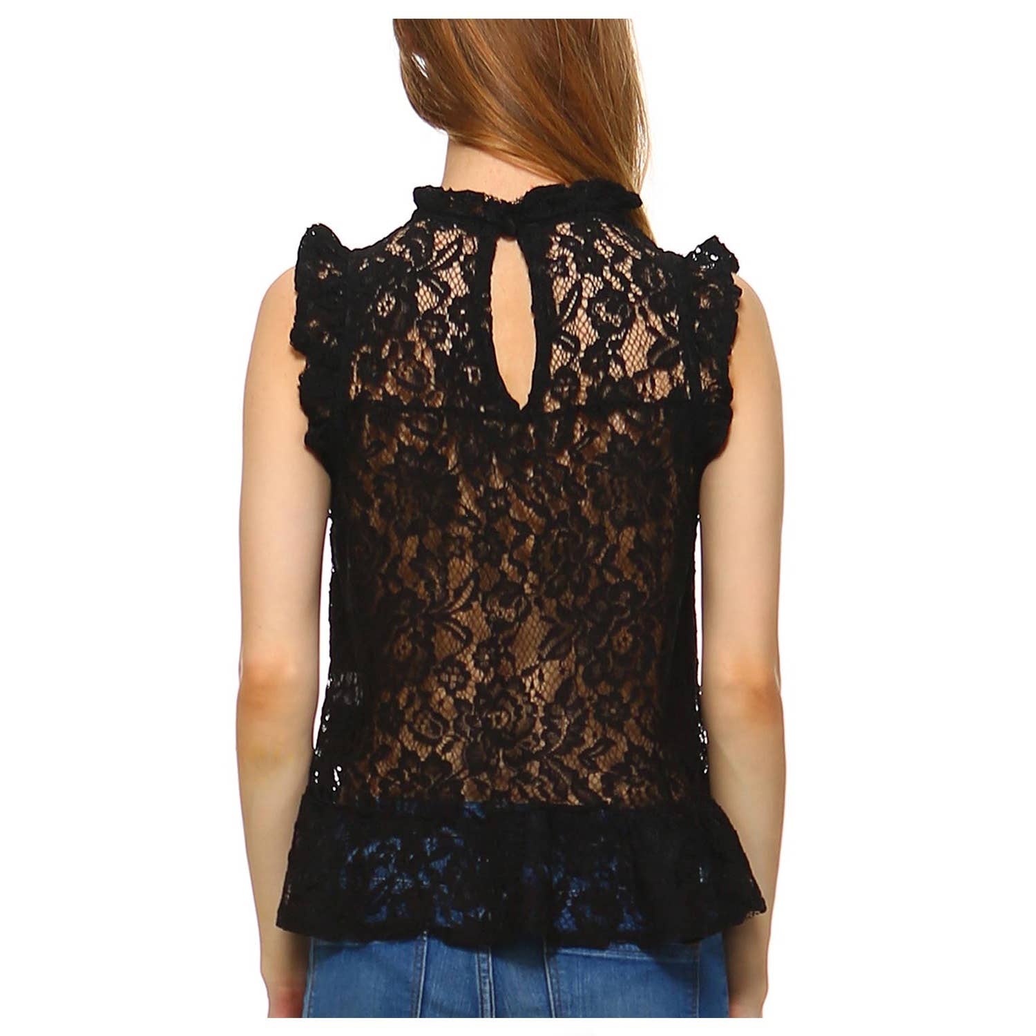 JHP Collection - Wholesale Blouse - Women's - WOMENS PLAIN SLEEVELESS ROUND NECK LACE BLOUSE6