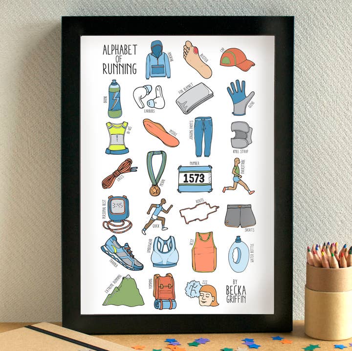 Becka Griffin Illustration - Wholesale Art Print - Running Alphabet Art Print0