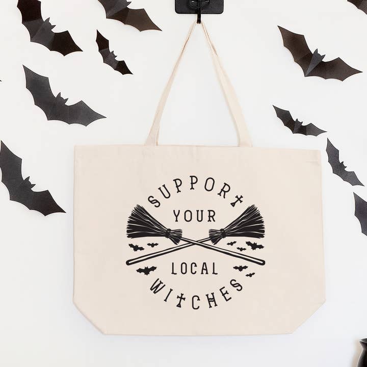 Halloween Support your local Witches Tote Bag 2 SIZES for wholesale by Love You a Latte Shop