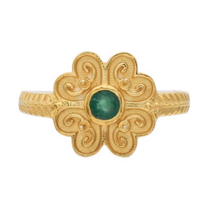 Emerald Gold Plated Ring,Handmade Accessories,Essential Gift for wholesale by Misteerious Seed