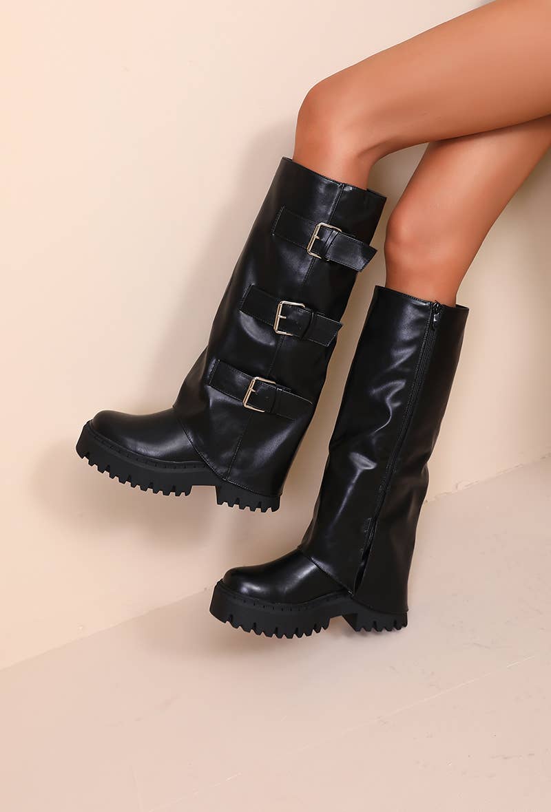 Joia Paris - Wholesale Booties - Women's - High boots with lug sole and triple straps WZ-11210