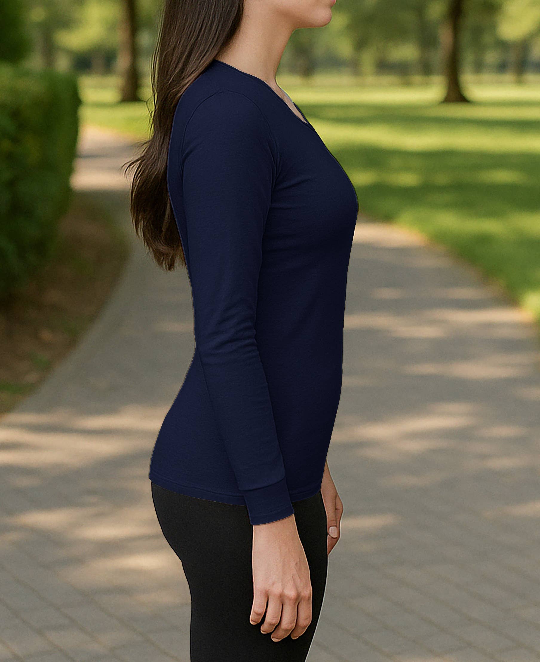 I-Wear Brands - Wholesale T-shirt (Zonder tekening) - Dames - Set van 5 katoenen onderhemden met V-hals en lange mouwen voor dames6