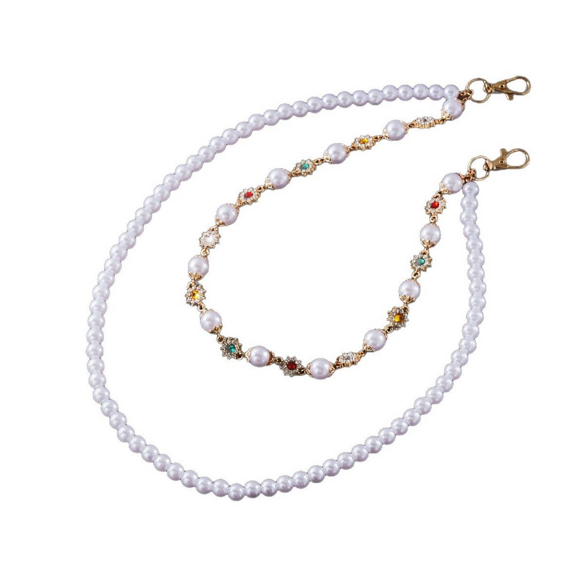 NINEXIS - Wholesale Jewelry Set - CWAJE05841_RHINESTONE FLOWER PEARL CHAIN BELT SET4