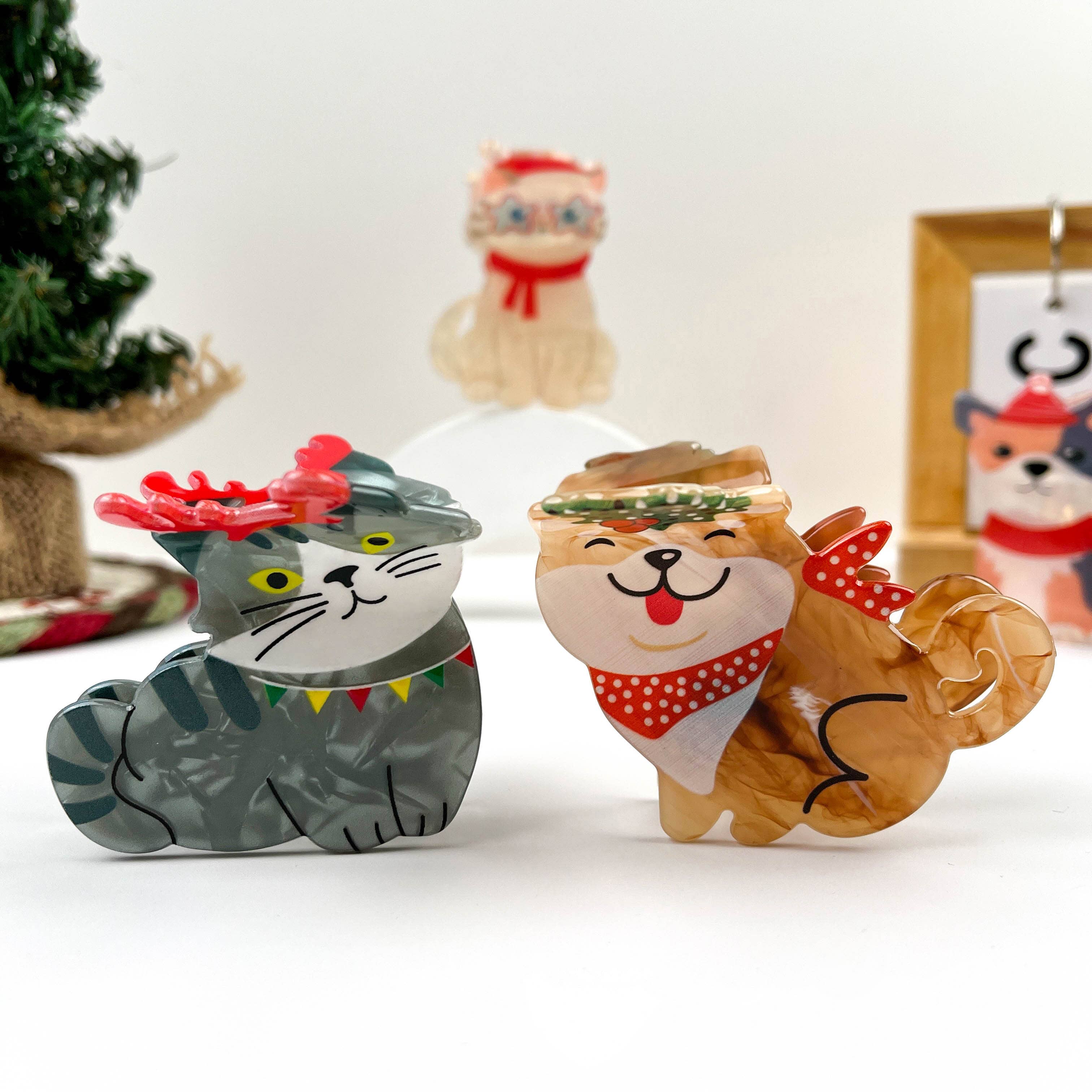 mildstyles - Wholesale Hair Clip - Women's - Winter Scarf Animal Acrylic Printed Christmas Hair Claw Clip12