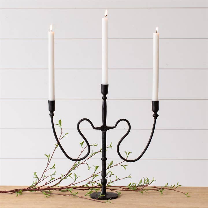 Black Iron Swirled Candelabra (Pk/02) for wholesale by Audrey's Home & Gift