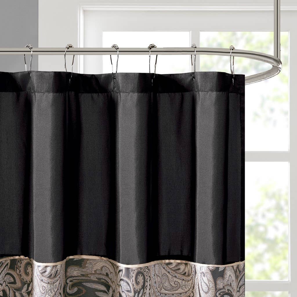 Olliix - Wholesale Shower Curtain - Traditional Silky Paisley Shower Curtain, Black2