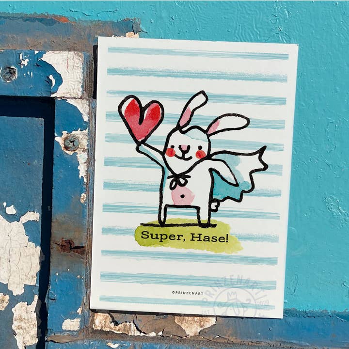 Postcard "Super Bunny" | Bunny Greeting Card Easter for wholesale by Prinzenart