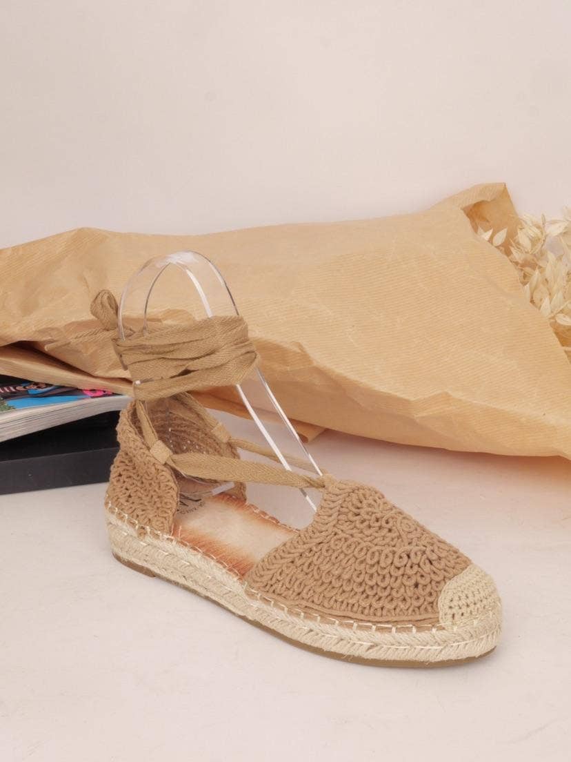 BELLICY / Cink-me - Wholesale Flats - Women's - Crochet-style espadrilles with mo lacing, PA25-181