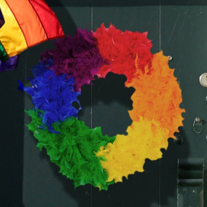 Rainbow Pride Wreath for wholesale by Zucker Feather Products