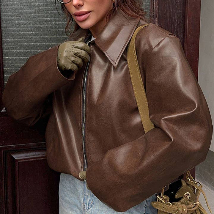 NINEXIS - Wholesale Jacket - Women's - CWOJA1592_ANGORA RED LEATHER BIKER GIRL FASHION JACKET
