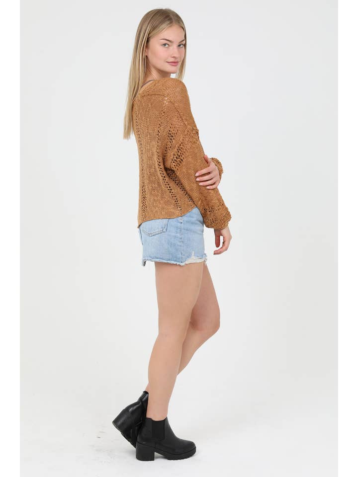 ANGIE - Vendita all'ingrosso Maglione tricot - Donna - Maglione leggero crop con scollo a V dallo stile beachy36