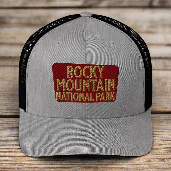 Gorra Trucker Bordada con Letrero del Parque Nacional de las Montañas Rocosas para venta al por mayor de Parks Apparel