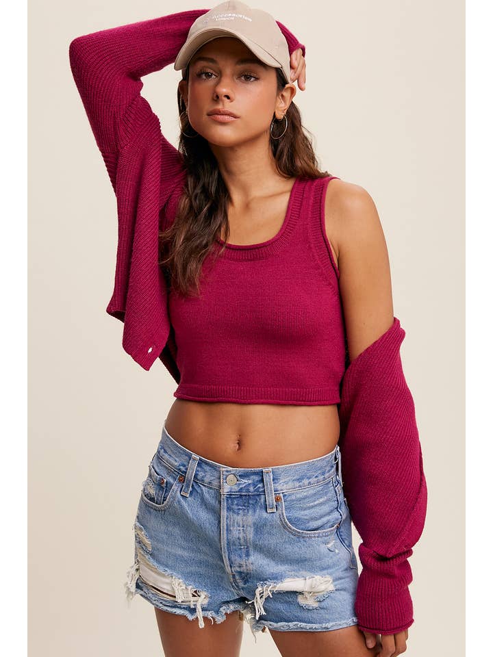 Listicle – Engroshandel Overdelssæt – til kvinder – Ribstrikket Cardigan Sæt LWSET005