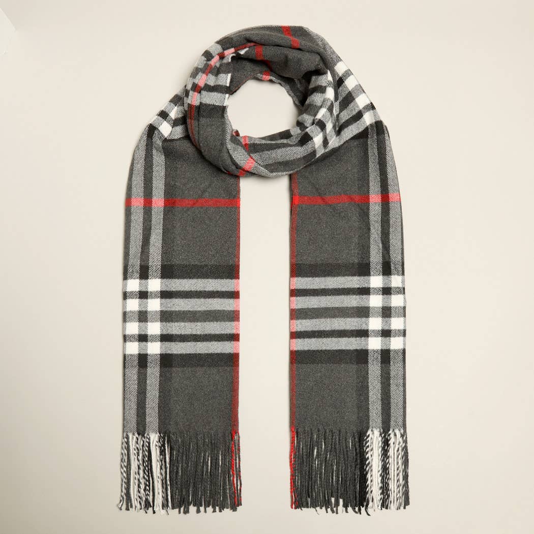 Fashion City - Wholesale Scarf - Women's - Wide Plaid Tartan Cashmere Feel Scarf Shawl5