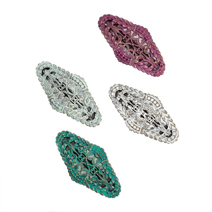 Athena Barrette-Hand Painted Goddess on French Barrette Clip for wholesale by Gleeful Peacock