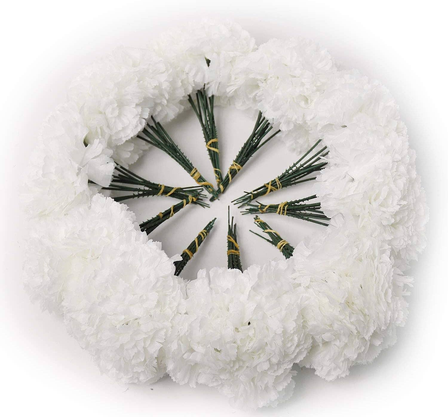 Larksilk - Wholesale Artificial Flowers - 100 White Silk Carnation Picks, Artificial Flower Heads3