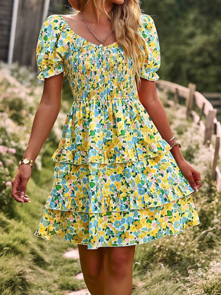 Vestido floral con hombros descubiertos para venta al por mayor de Miss Sparkling