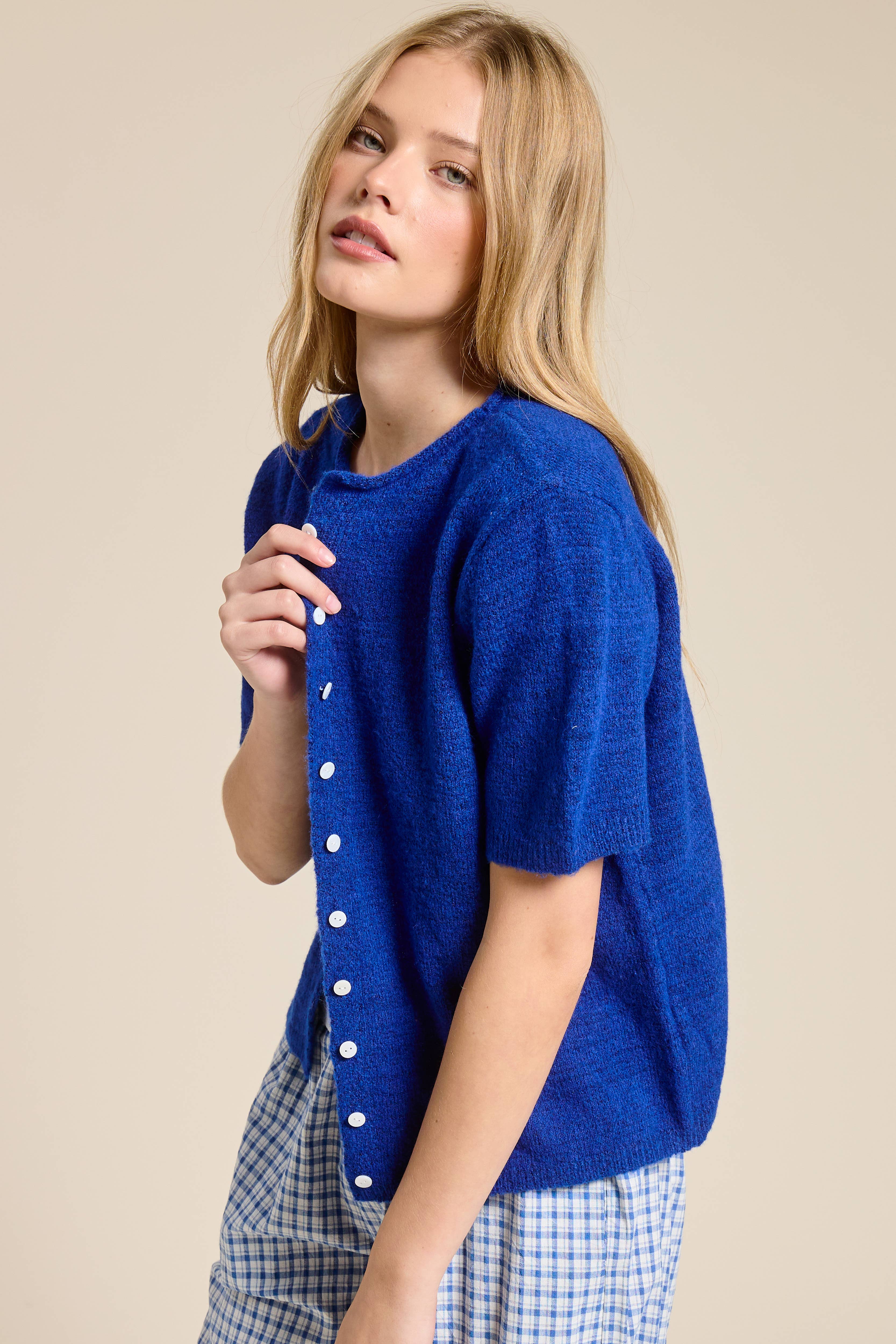 Mimosa - Wholesale Cardigan - Women's - Short Sleeve Button Down Cardigan Top33