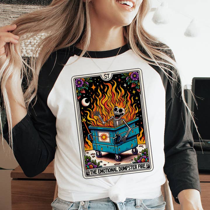 Emotional Dumpster - T-Shirt Funny Tarot Baseball por atacado de House Of Rodan